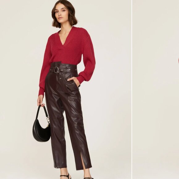 Marissa Webb x RTR Split-Hem Faux Leather Pants – Purple – Size 6 - Picture 2 of 10